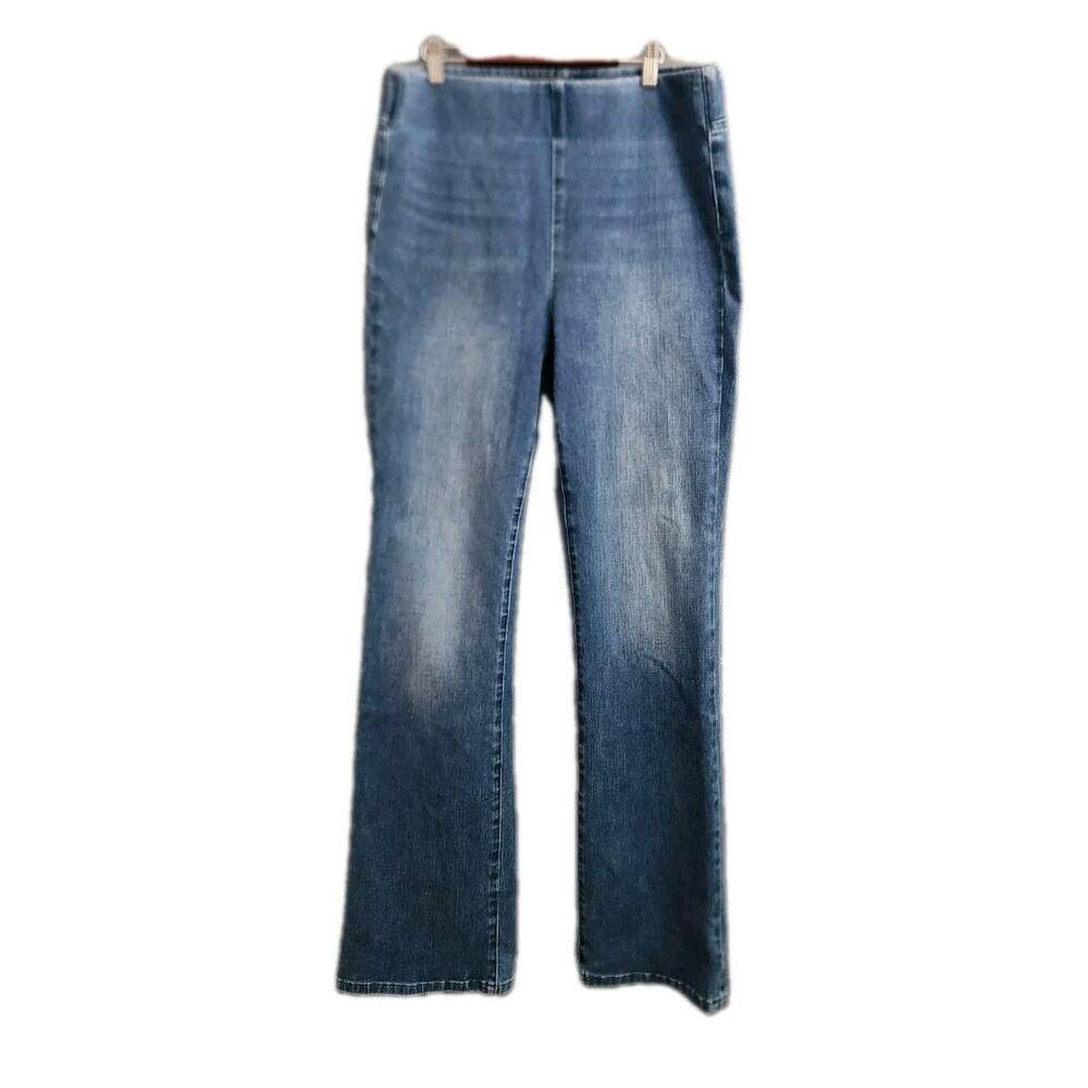 Soft Surroundings Pull On Bootcut Jeans Size medium Tall Long Blue 33" Inseam